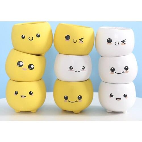 Multi-Expression Succulent Flower Pot Ceramic Succulent Cute Simple Creative Small Caliber Flower Pot Decorative Garden Supplies