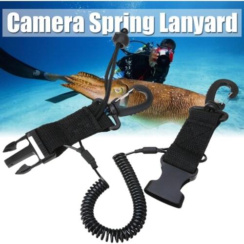 Mayitr 1 pcs Lanyard Spring Coil Diving Dive Camera Scuba Diving Dive With Quick Release Buckle and Clips for Diving Outdoor