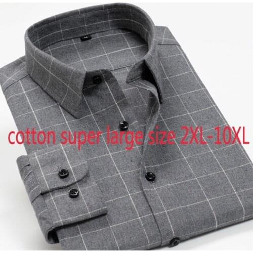 New Arrival High Quality Fashion Super Large Oxford Textile Men Cotton Stripe Long Sleeve Plaid Casual Shirts Plus Size 2XL-10XL