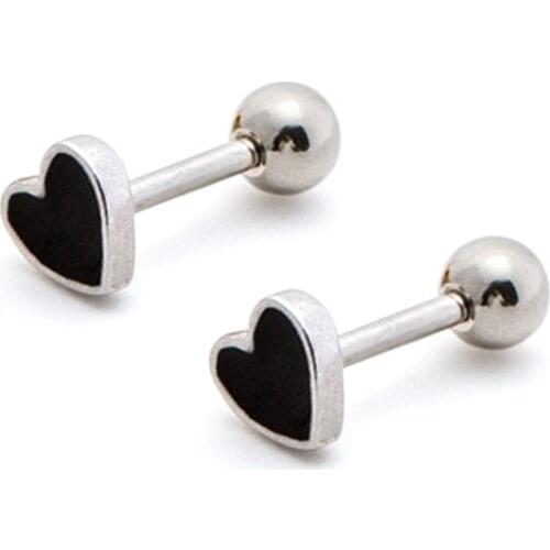 Woman fashion earrings cute stud earring love heart shape cool ear piercing jewelry 1 pair