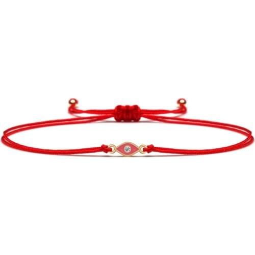 Pretty Cute Mini Cubic Zirconia Crystal Copper Pink Evil Eye Lucky Charm Bracelet For Women Delicate CZ Red String Jewelry Gift