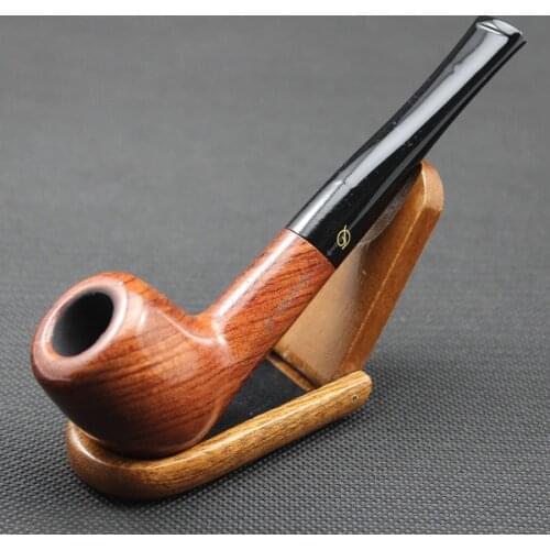 Handmade Rosewood Tobacco Smoking Pipe Red Wood Wooden Straight Smoke Pipe + Pouch + Stand/Holder + 10pcs 9mm Pipe Filters DB083
