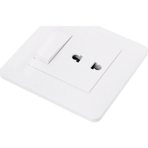 2 Hole Universal Power Socket With 1 Gang 2 Way Light Switch Porcelain White Aug