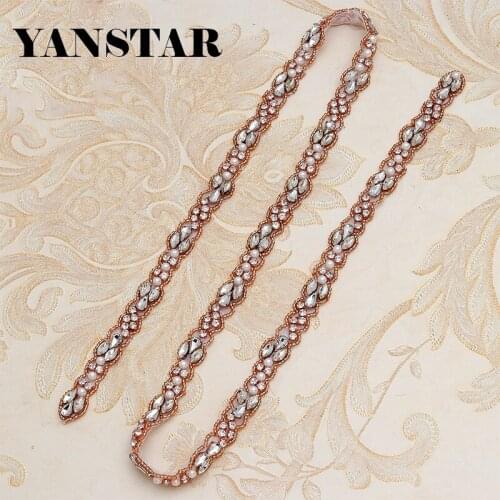 YANSTAR (30Yard) Wholesale Hand Wedding Dresses Belts Beads Crystal Rhinestones Appliques Accessory Sewing On Bridal Sash YS883