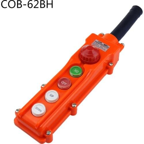 Rain Proof Hoist Crane Pushbutton Switch Up Down w Emergency Stop Knob COB-62BH
