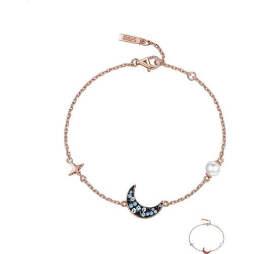 ZEMIOR 925 Sterling Silver Star Moon Charm Bracelet For Women Sparkling Crystal Zircon Rose Gold Bracelets Fine Jewelry Gift
