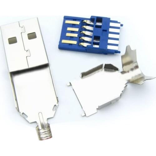 10Set DIY USB 3.0 3 In 1 Male Connector USB Jack Soldering Type Line Tail Socket High Speed Charging Socket