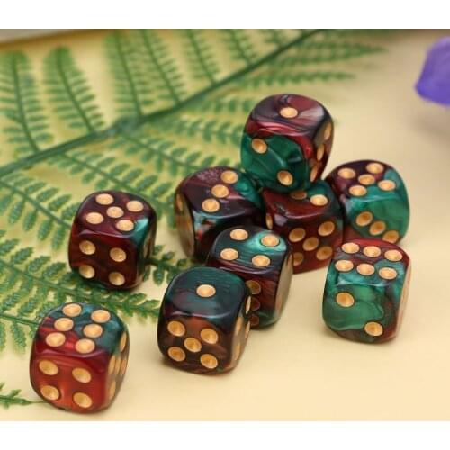 10 Pcs 16mm Resin Dice D6 Red Green Dice Round Edges Dice Family Gathering Party Entertainment Tools Adult Toys