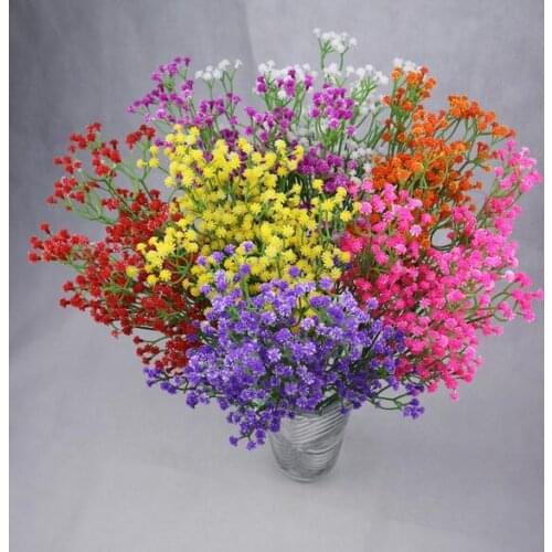 100pcs 105 mini heads Artificial babys breath Flower Gypsophila Fake Silicone plant for Wedding Home Party Decorations 8 Colors
