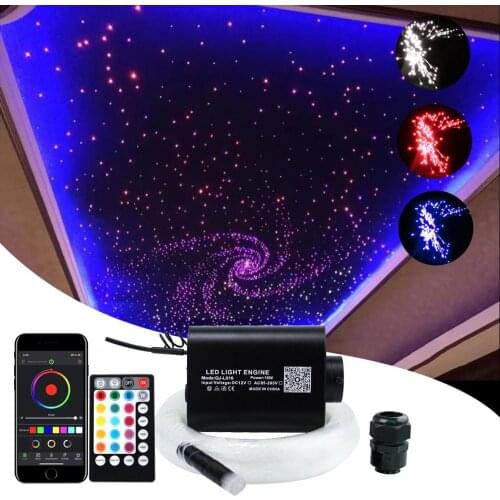 16W LED Fiber Optic Star Ceiling Kit RGBW Light 550pcs 0.75mm 4M Optic Fiber for Car Roof Home Decoration Light Remote Control