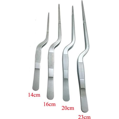 3Pcs/Set Tweezers Atraumatic Forceps Angled Clamp Stainless Steel Tool Curved Tweezer Eyelash Remover Cleaner BBQ Tool