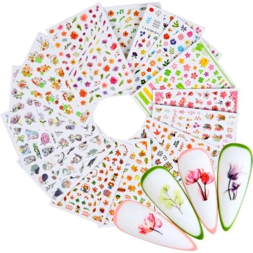 1pcs 3D Embossed Floral Nail Sticker Adhesive Plants Colorful Beautiful Flowers Nail Transfer Sticker Decals Nail Art Decoration