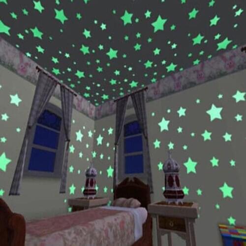 50pcs Pvc Stars Luminous In The Dark Glow Stickers Fluorescent Wall Art Home Decals For Kids Room Ceiling Wall Decoration