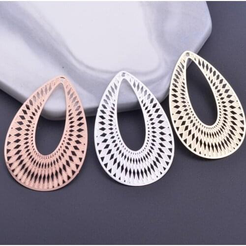 6pcs 27*40mm Filigree Oval Charms Rose Light Gold Color Thin Pendant DIY Jewelry Making