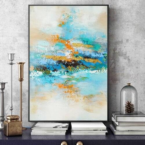 Abstract Colorful Painting Handmade Oil Painting On Canvas Modern Blue Handmade Wall Art Paintings For Bedroom Home Decoration
