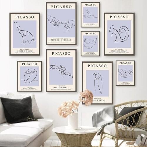 Abstract Picasso Elephant Mouse Bird Cat Nordic Posters And Prints Wall Art Canvas Painting Wall Pictures For Living Room Decor