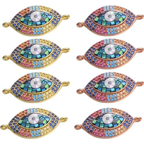 Juya DIY Bracelet Accessories Hand made Opal Shell Charms Greek Evil Eye Connectors For Fashion Bracelet Necklace Making Finding