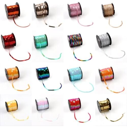 Garment Decoration Accessory 5yard/Lot 6mm Loose Round Flat Multicolor Sequins Sewing On Trims For Crafts Children DIY CP0831