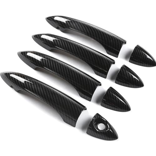 Carbon Fiber Style Car Door Handle Bar +Smart Hole Trim Cover For Alfa Romeo Stelvio 2017+ Car Styling