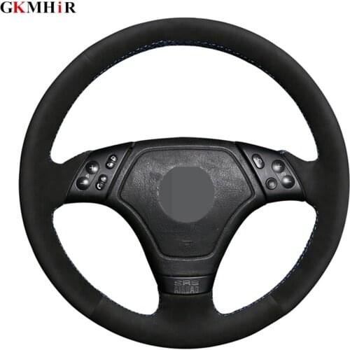 DIY Hand-stitched Black Genuine Leather Suede Car Steering Wheel Cover For BMW E36 1996-2000 E46 1998-2000 Z3 E36/7 1995-1999