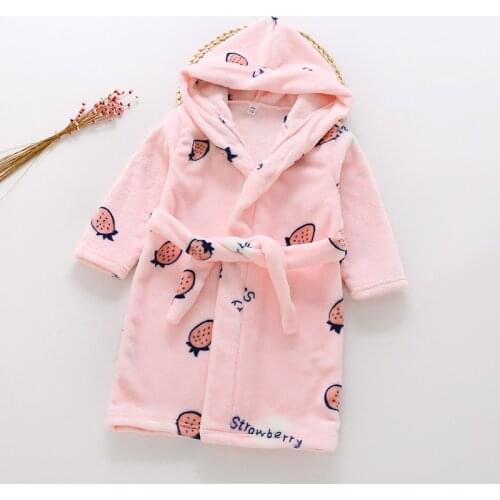 2020 Toddler Kids Boys Girls Flannel Bathrobes Baby Bath Robe Cartoon Animal Hooded Pajamas Sleepwear Soft Children Home Clothes