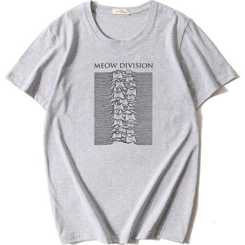 Unisex 100% cotton short sleeve meow division print men tshirt tops tee casual summer loose Quality Mens female clothing