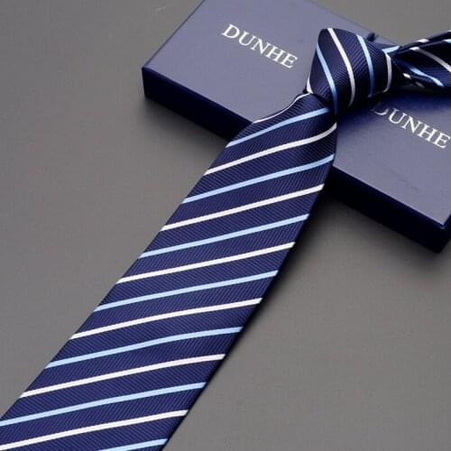 High Quality 2019 New Fashion Ties Men Business 9cm Blue Striped Tie Work Wedding Ties for men Designers Brand with Gift Box