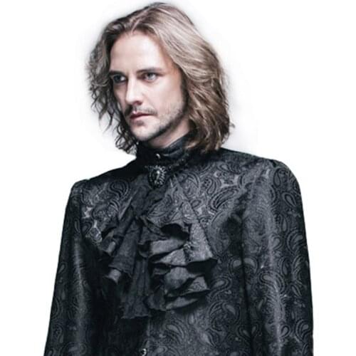 Gothic Mens Neckties Black White Noble Palace Neck Ties Victorian Lace Necktie Formal Party Ruffle Neck Tie