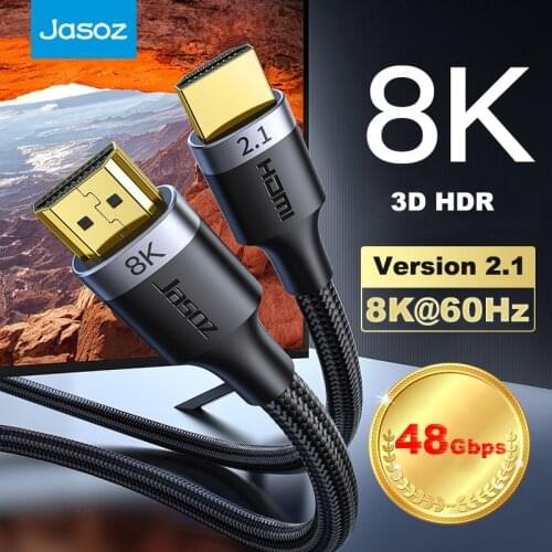 Jasoz 8K/60Hz 4k/120Hz HDMI-compatible Cable 48Gbps eARC HDR Video Digital Cable For Xiaomi Xbox PS5 Switch 2.1 Cable Splitter
