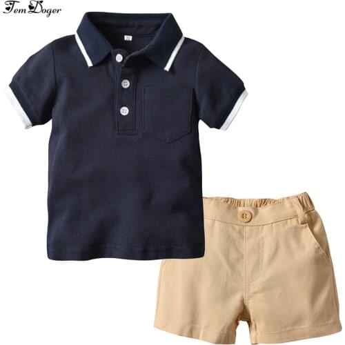 Tem Doger Baby Boy Clothing Sets 2019 Newborn Boy Clothes Solid Shorts Sleeve Tops+Shorts 2PCS Outfits Infant Bebes Tracksuit