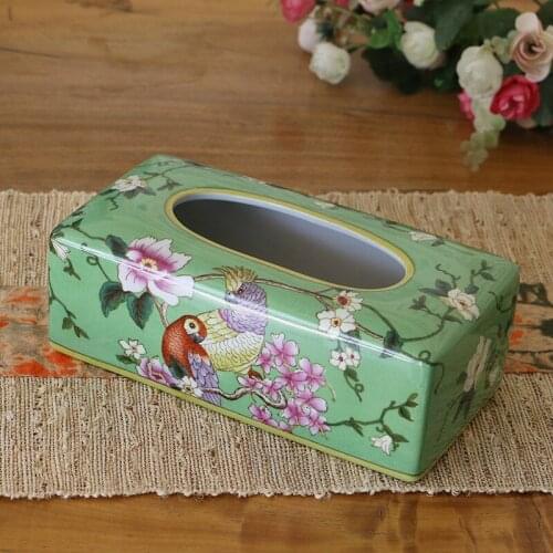 Dining Room Tissue Box Ceramic Bathroom Toilet Paper Rack/Holder Hand Painted Finished Wedding Gift Home Furnish 23.5*13.5*9.5CM