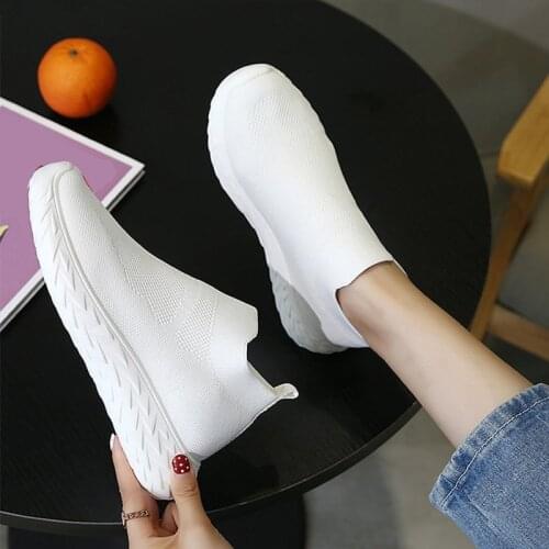 Women Mesh Breathable Sneakers Ladies Slip On Soft Bottom Womens Casual Vulcanized Shoes Female Solid Lightweight New Autumn