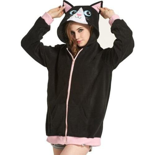 Cartoon characters play Unicorn black cat coats Cosplay Hoodie Sweatshirt Costumes Plush Animal Hooded Jacketr