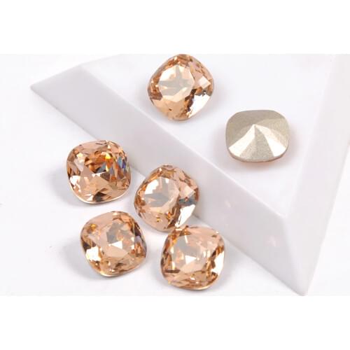 Lt. Peach Color Crystals Nail Rhinestones Shing Glass Diamond Cushion Cut Shape Crystal Strass For 3D Nails Art Decorations