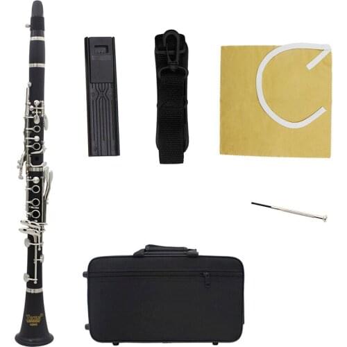 M MBAT High Quality IB Flat Clarinet Ebonite 17 Keys System with Case Shoulder Straps Screwdriver Wind Instrument Accessories