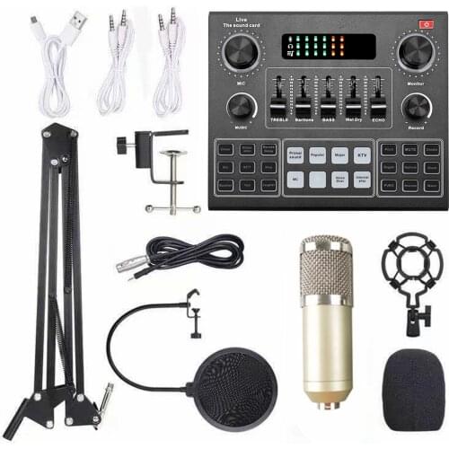 Multifunctional Live V9 Sound Card BM800 Suspension Microphone Kit Broadcasting Recording Condenser Microphone Set Sound Card