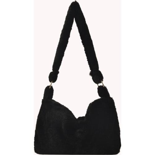 Fashion Womens Bag Flower Animal Pattern Printing Plush Shoulder Underarm Bags for Women Casual Ladies Shopper Tote Handbags