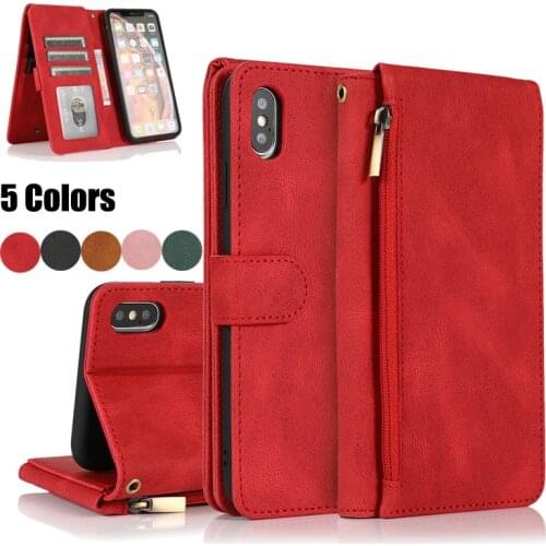 Fashion Zipper Leather Flip Case For iPhone XR X XS Max 6 7 8 With Wallet Magnetic Cover For iPhone SE 2020 Phone Coque Etui