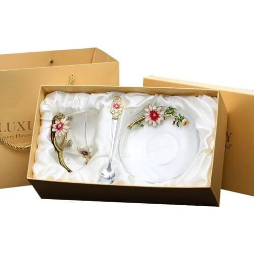 Enamel Coffee Cup Set High-grade European Small Luxury English Afternoon Tea Cup Palace Tea Set Elegant with Dish Spoon Gift Box