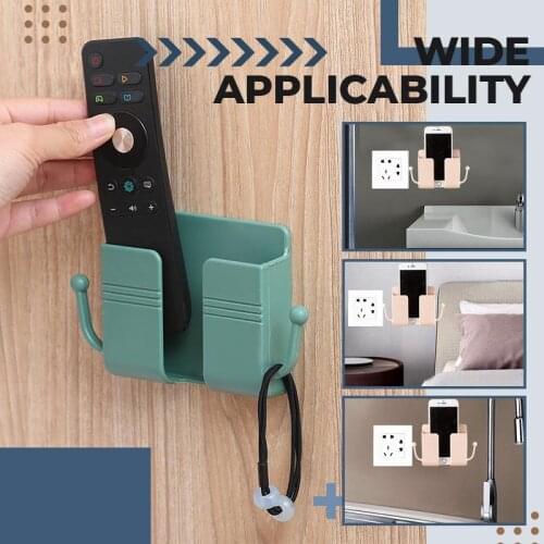 Wall Mounted TV Air Conditioner Remote Control Office Organizer Storage Holders Plug Rack for Mobile Phone Holder Storage Racks