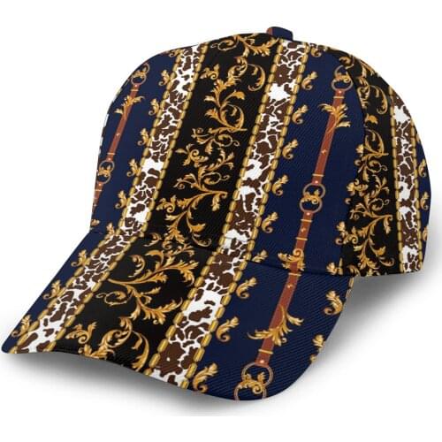 NOISYDESIGNS Newest Cap for Women Vintage Euporean Pattern Baseball Cap Hat Adjustable Retro Golden Flowers Hats