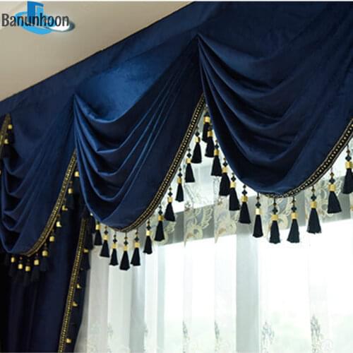 New Mazarine Dutch Velvet Curtain Window Screen Hotel Fabric Valance European Curtains For Living Room Bedroom Customized