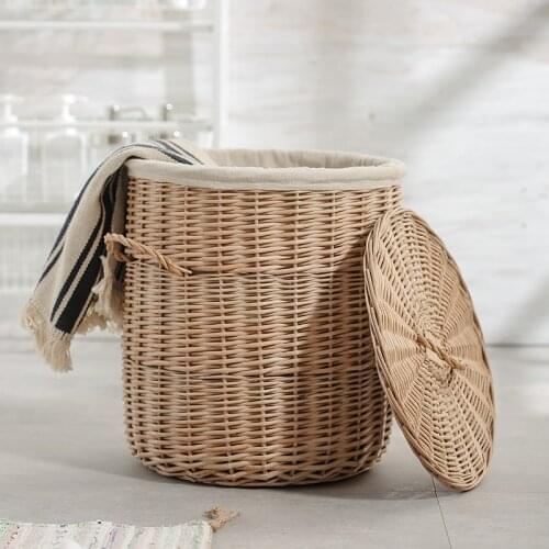 Rattan Woven Storage Bags Round Dirty Clothes Large Breathable Reusable Storage Basket Eco Friendly Panie Home Products DG50K