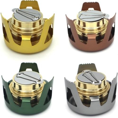 Portable Alcohol Stove Burner with Aluminum Alloy Stand Lid for Outdoor Camping Hiking Backpacking Cooking