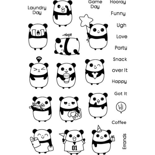 Panda Transparent Clear Stamps for DIY Scrapbooking/Card Making/Kids Christmas Fun Decoration Supplies