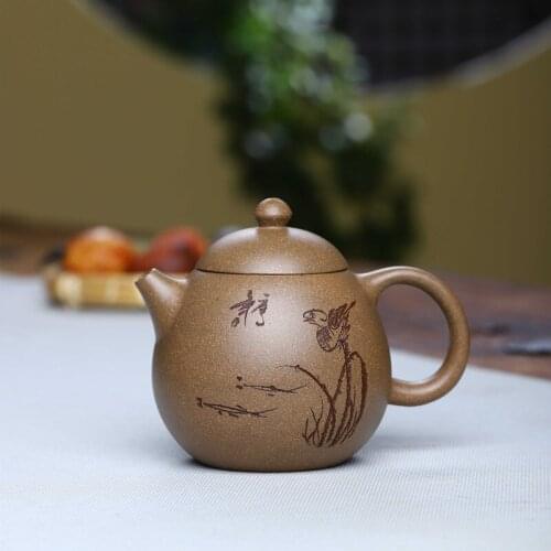 ★Yixing recommended manufacturers selling 】 undressed ore its mud dragon egg all hand depicting boutique teapot tea sets