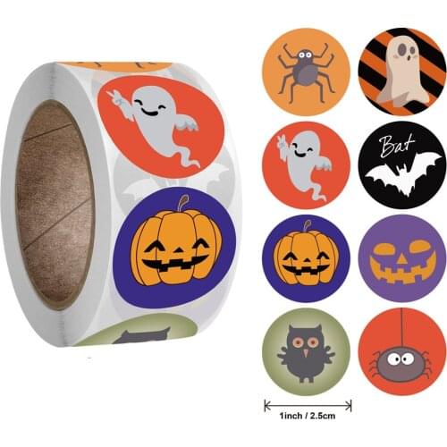 50-500pcs Self Adhesive Label Paper Candy Bags Stickers Halloween Round Stickers Package Seal Gift Packaging Sealing Craft