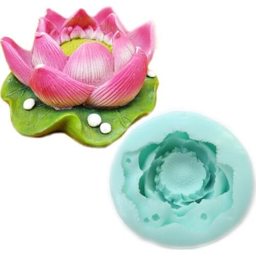 Silicone Mold 3D Lotus Flower Design Handmade Soap Mold Artcraft Fondant Cake Silica Gel Mold Chinese Wind Lotus Decoration Mold