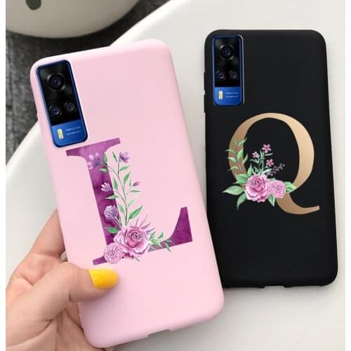 Phone Cases For Vivo Y31 Y51 Case Vivo Y51A Cute 26 Flower Letters Soft Silicone Back Cover For Vivo Y51 V2036 Y31 Y 51 A Bumper
