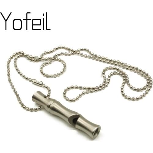 Outdoor Camping Ultra Lightweight High Decible Stainless Steel Whistle With Chain Survival Emergency Cheerleading Whistle